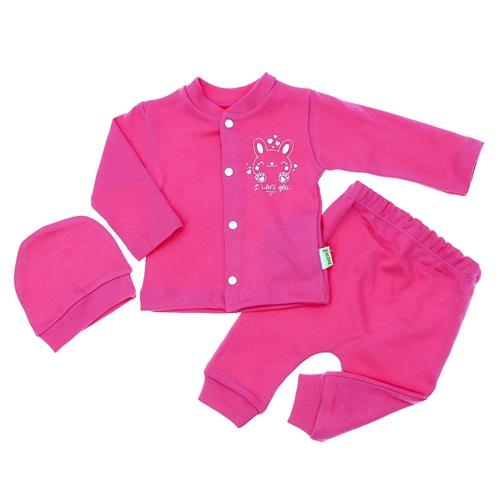 Nana Baby 25021 Kız Bebe Penye Sevimli Tavşan Baskılı 3 Lü Zıbın Takım 0-3 Ay