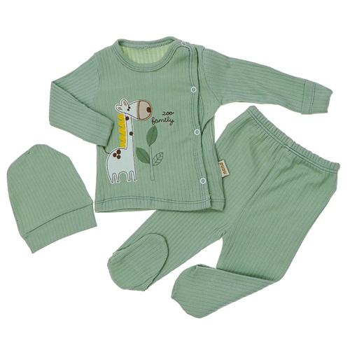 Nana Baby 20536 Bebe Penye Raporlu Sevimli Zürafa Nakışlı 3 Lü Zıbın Takım 0-3 Ay