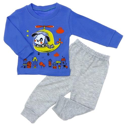 Emek Bebe Erkek Bebe Penye Sevimli Köpekcik Baskılı Takım 3-12 Ay