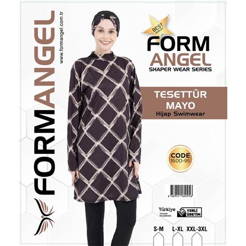 Form Angel 1600-95 Kadın Desenli Paraşüt Taytlı Tesettür Mayo S-M-3 XL