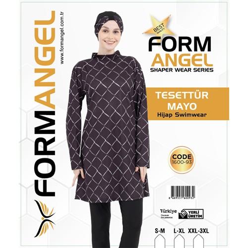 Form Angel 1600-93 Kadın Desenli Paraşüt Taytlı Tesettür Mayo S-M-3 XL