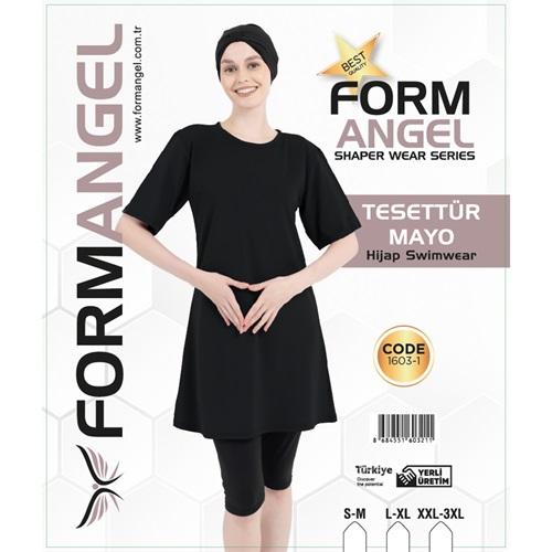 Form Angel 1603-1 Kadın kısa kollu Likralı Düz Renk Tesettür Mayo S-M-3 XL