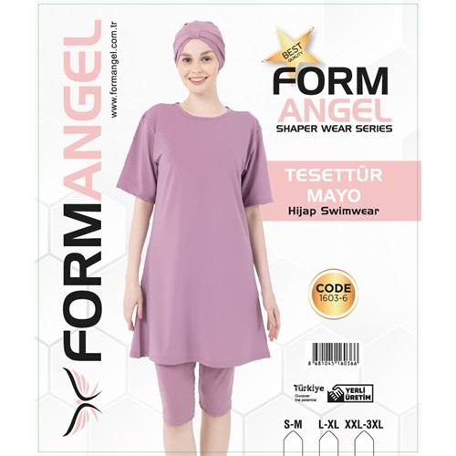 Form Angel 1603-6 Kadın kısa kollu Likralı Düz Renk Tesettür Mayo S-M-3 XL
