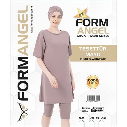 Form Angel 1603-5 Kadın kısa kollu Likralı Düz Renk Tesettür Mayo S-M-3 XL