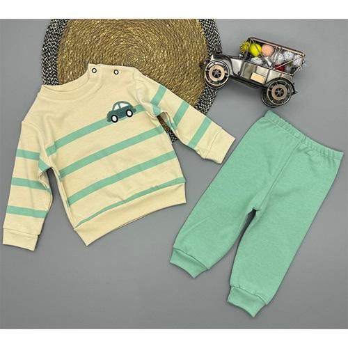 Ceylan Bebe 0009 Çocuk Süzüne Araba Nakışlı Penye Takım Yaş 9-18 Ay