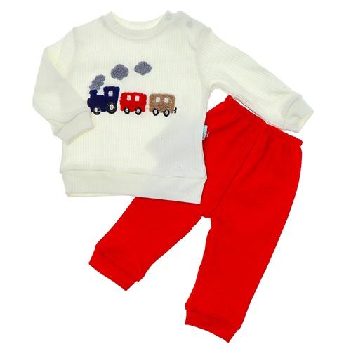 Ceylan Bebe 0010 Çocuk Tren Süzüne Nakışlı Penye Takım Yaş 9-18 Ay