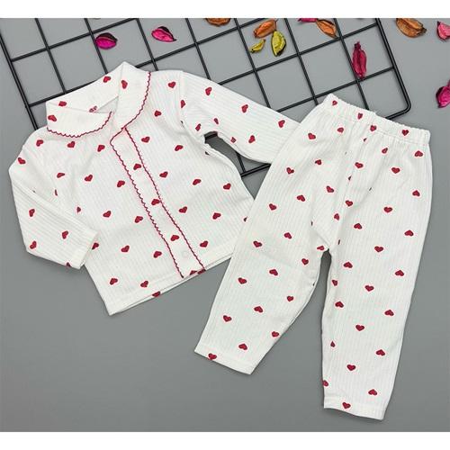 Ceylan Bebe 0005 Kız Fitilli Kaşkorse Bebe Pijama Takımı Yaş 0-3 Ay