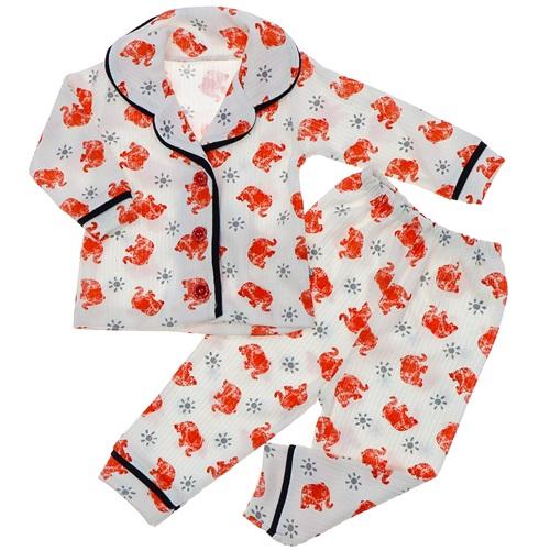 Ceylan Bebe 0003 Bebe Baskılı İnterlok Biyeli Pijama Takımı 6-18 Ay