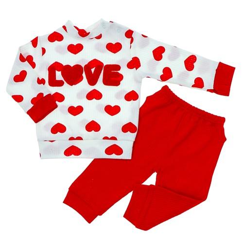 Ceylan Bebe 0010 Çocuk Love Süzüne Nakışlı Penye Takım 9-12-18 Ay