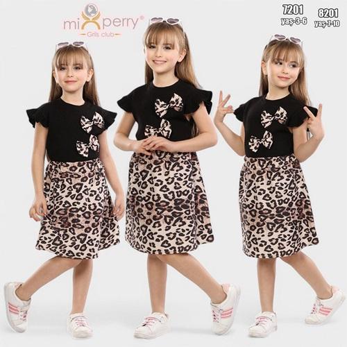 Mixperry 8201 Kız Leopar Etekli Kurdaleli 2 Li Takım 7-10 Yaş