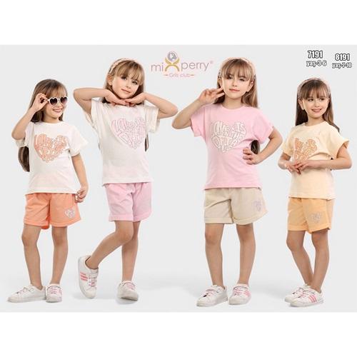Mixperry 7191 Kız Kalp Yazı Baskılı 2 Li Şortlu Takım 3-6 Yaş