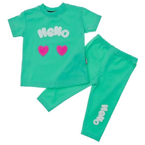 Mini Club 283 Kız Bebe Penye Hello Kalp Nakışlı Takım 6-24 Ay