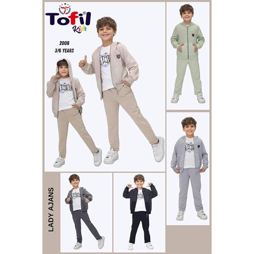 Tofil 2008 Erkek Çocuk Jakarlı Fuermuarlı Kanguru Cepli 3 LÜ Takım 3-6 Yaş