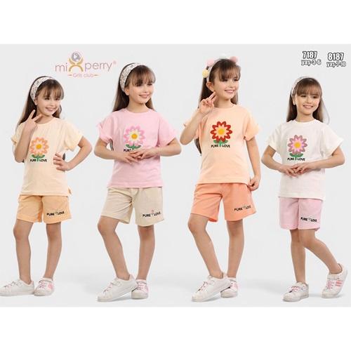 Mixperry 7187 Kız Çocuk Önü Papatya Çiçekli Nakışlı 2 Li Takım 3-6 Yaş