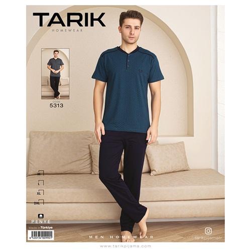 Tarık 5313 Erkek Penye Tarma Nokta Desen Kısa Kol Pijama Takımı M-2XL