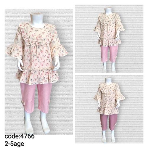 Lupita 4766 Kız Çocuk Müslüm Kumas Kaprılı Çicek Desenli 2 li Takım 2-5 Ay