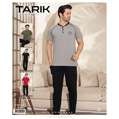 Tarık 5321 Erkek Penye Düğmeli Kısa Kol Pijama Takımı M-2XL
