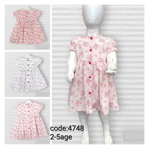 Lupita 4748 Kız Çocuk Çiceklı Keten Elbise 2-5 Ay