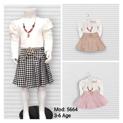 Lupita 5664 Kız Çocuk Etekli Tokalı 2 Li Takım 3-6 Yaş