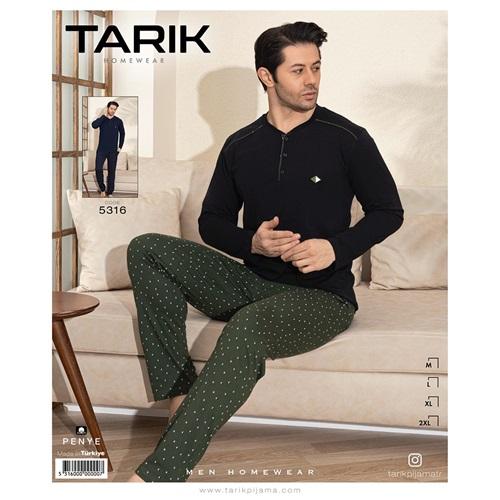 Tarık 5316 Erkek Penye Düğmeli Uzun Kol Pijama Takımı M-2XL