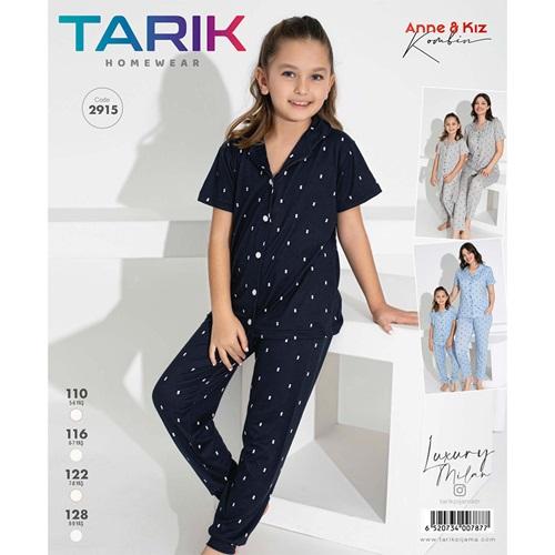 Tarık 2915 Kız Çocuk Luxury Milan Boydan Düğmeli Pijama Takımı 5-8 Yaş