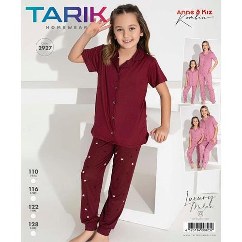 Tarık 2927 Kız Çocuk Luxury Milan Boydan Düğmeli Pijama Takımı 5-8 Yaş