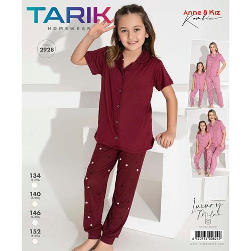 Tarık 2928 Kız Çocuk Luxury Milan Boydan Düğmeli Pijama Takımı 10-14 Yaş