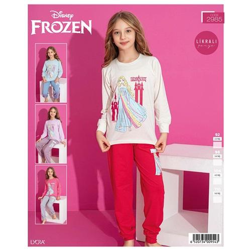 Frozen 2985 Kız Çocuk Penye Uzun Kol Frozen Baskılı Pijama Takımı 2-5 Yaş