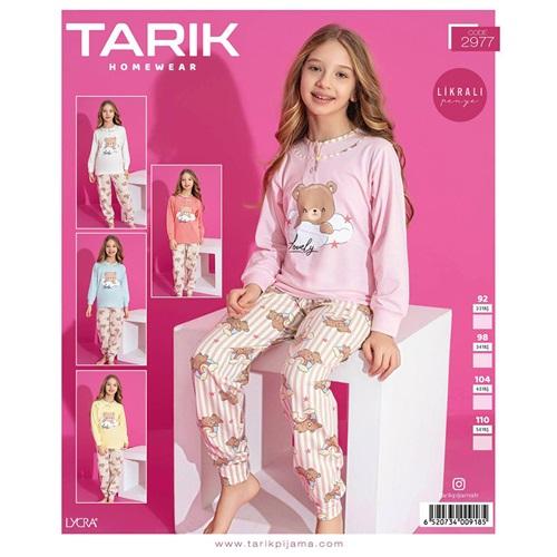 Tarık 2977 Kız Çocuk Penye Desenli Kısa Kol Pijama Takımı 2-5 Yaş