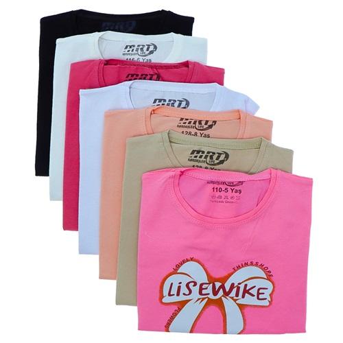 Kardeşler Kız Çocuk Penye Kurdela Baskılı Sıfır Yaka Tişört 9-12 Yaş - G.Kurusu - 9-12 YAŞ