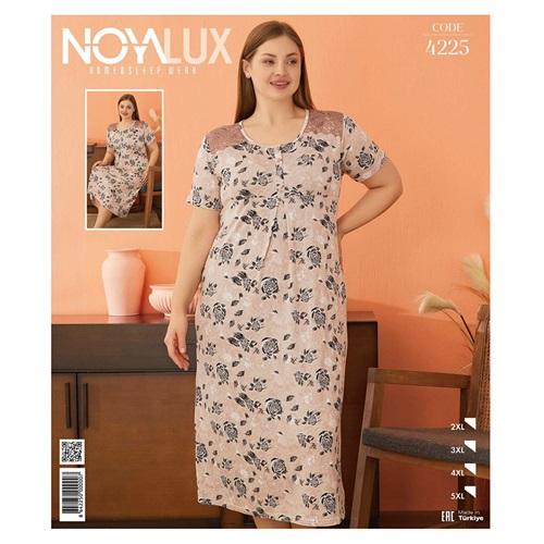 Noya Lux 4225 Bayan Battal Penye Kürüklü Kısa Kol Boydan Gecelik 2XL-5XL