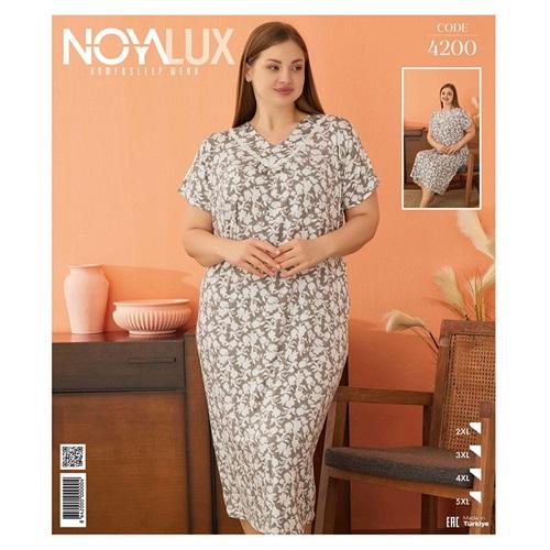 Noya Lux 4200 Bayan Battal Penye Körüklü Patlı Kısa Kol Boydan Gecelik 2XL-5XL