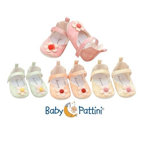 Baby Pattini 25A1900 Kız Bebe Çiçekli Pastel Babet İlk Adım Ayakkabı 6-12 Ay (12 Li)