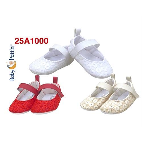 Baby Pattini 24A1000 Kız Bebe Güpürlü Klasik Babet İlk Adım Ayakkabı 6-12 Ay (12 Li)