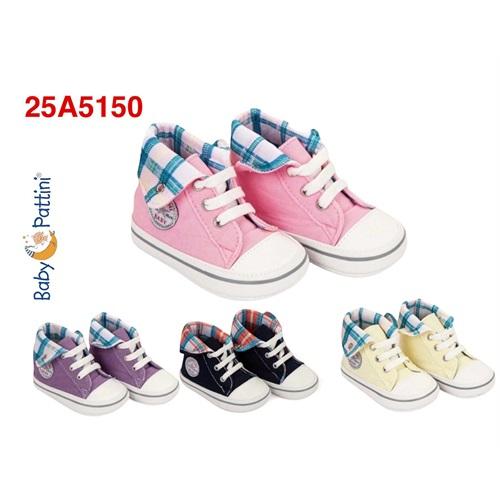 Baby Pattini 2A5150 Kız Bebe Ekose Konçlu İlk Adım Ayakkabı 6-12 Ay (12 Li)