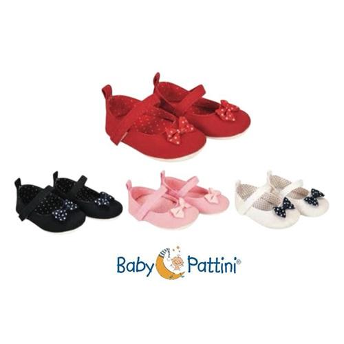 Baby Pattini 24A1250 Kız Bebe Puantiyeli Coton Cırtlı Babet İlk Adım Ayakkabı 6-12 Ay (12 Li)