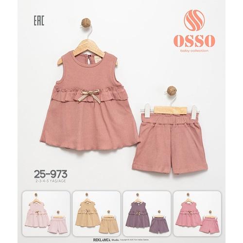 Osso 973 Kız Çocuk Penye Raporlu Şortlu Takım 2-5 Yaş