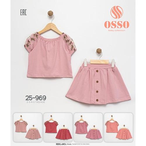 Osso 969 Kız Çocuk Penye Omuz Kol Lastikli Etekli Takım 2-5 Yaş