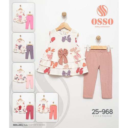 Osso 968 Kız Çocuk Penye Kurdela Baskılı Taytlı Takım 2-5 Yaş