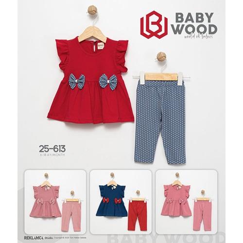 Babywood BW-613 Kız Bebe Penye Puantiyeli Taytlı Takım 6-18 Ay