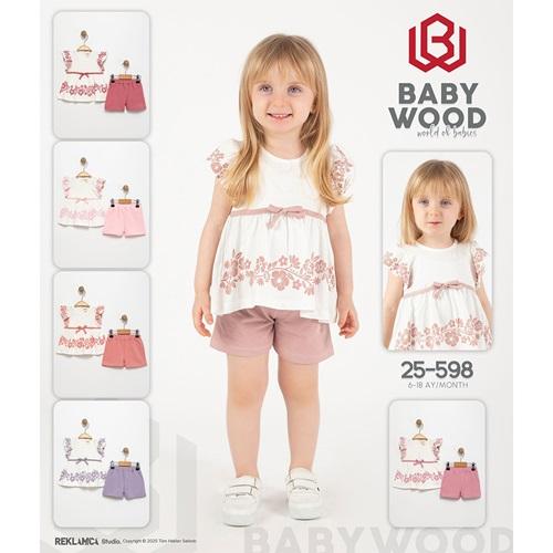 Babywood BW-598 Kız Bebe Penye Çiçek Baskılı Şortlu Takım 6-18 Ay