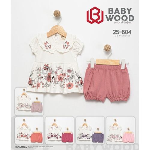 Babywood BW-604 Kız Bebe Penye Çiçek Baskılı Şortlu Takım 6-18 Ay