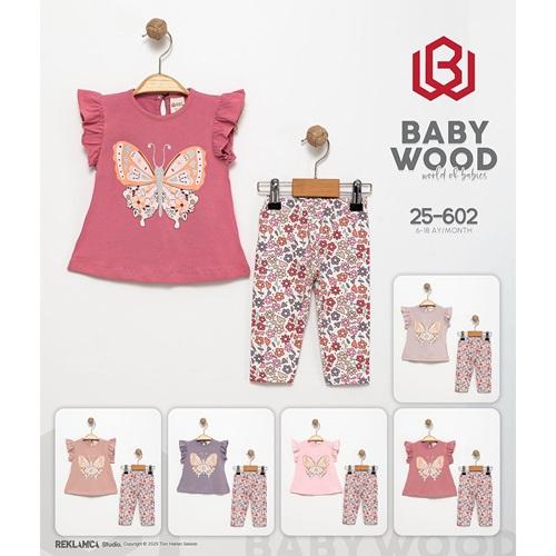 Babywood BW-602 Kız Bebe Penye Kelebek Baskılı Taytlı Takım 6-18 Ay
