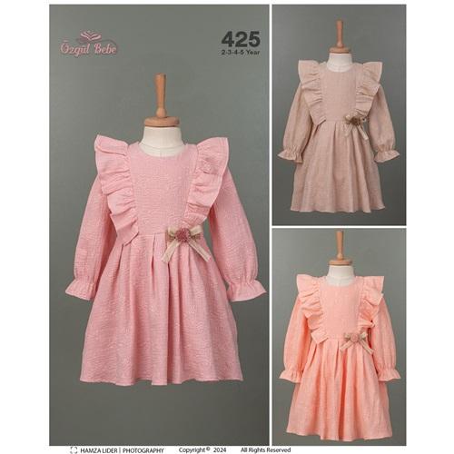 Özgül 425 Kız Çocuk Brodeli Müslin Elbise 2-5 Yaş