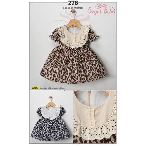 Özgül 278 Kız Bebe Leopar Desenli Elbise 9-24 Ay