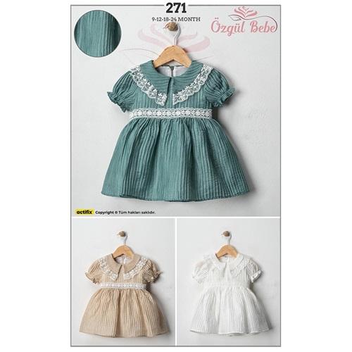 Özgül 271 Kız Bebe Piliseli Elbise 9-24 Ay