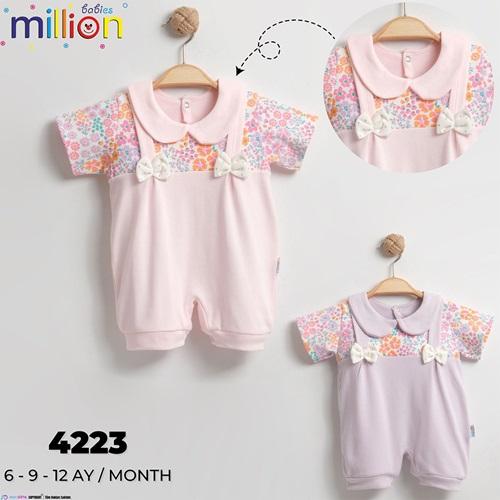 Million 4223 Kız Bebe Penye Fiyonklu Tulum 3 -9 Ay