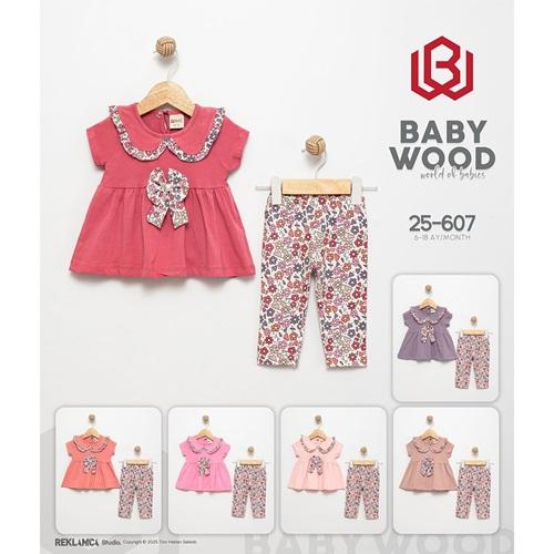 Babywood BW-607 Kız Bebe Penye Çiçek Desenli Tayt Takım 6-18 Ay