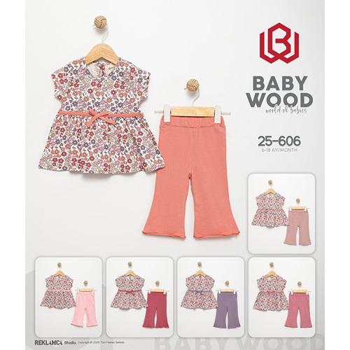Babywood BW-606 Kız Bebe Penye Çiçek Desenli Tayt Takım 6-18 Ay