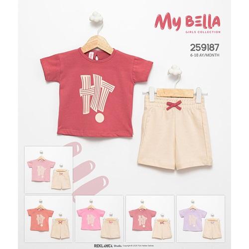My Bella 9187 Kız Bebe Penye Baskılı Şortlu Takım 6-18 Ay